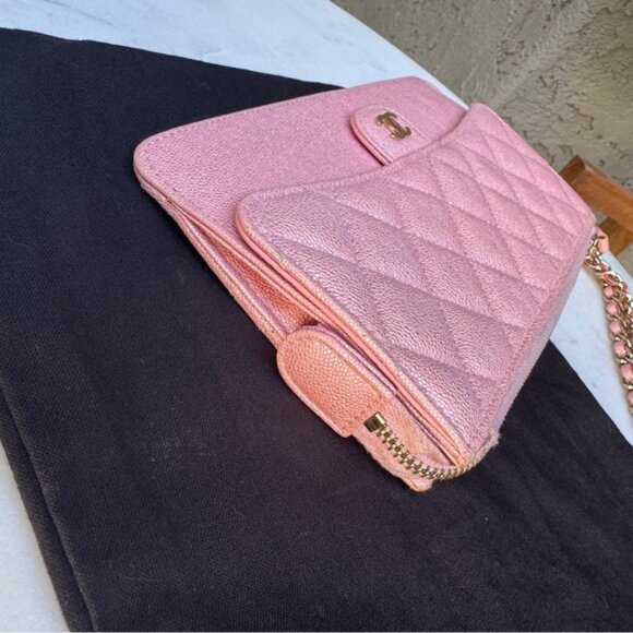 Chanel Iridescent Caviar Leather Quilted Classic Pouch With Handle Wristlet - Picture 9 of 16